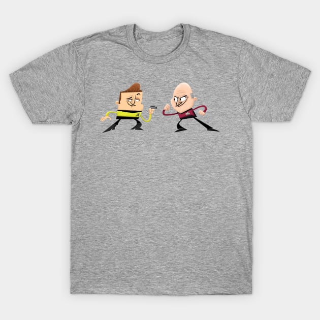 Kirk Vs Picard T-Shirt by Xander13